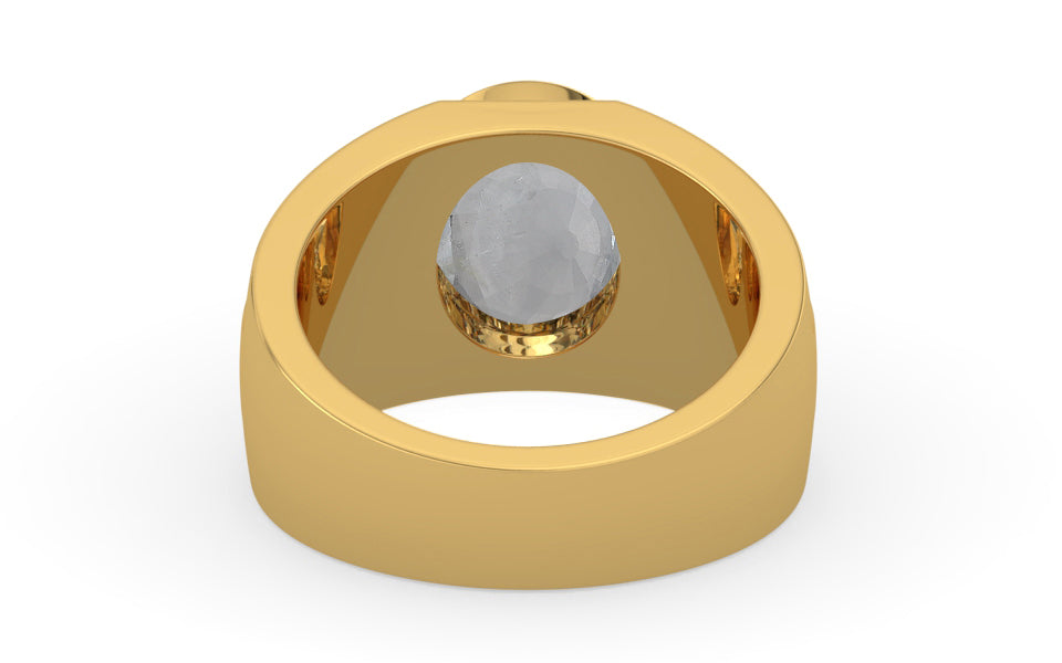 Gold Ceylon White Sapphire Ring Prime Quality (R1)