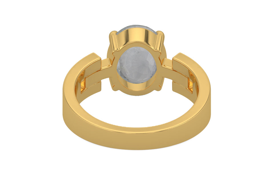 Gold Ceylon White Sapphire Ring Prime Quality (R8)