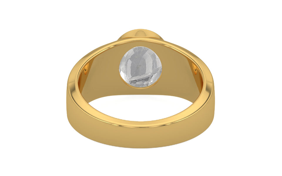 Gold Ceylon White Sapphire Ring Rare Quality (R10)