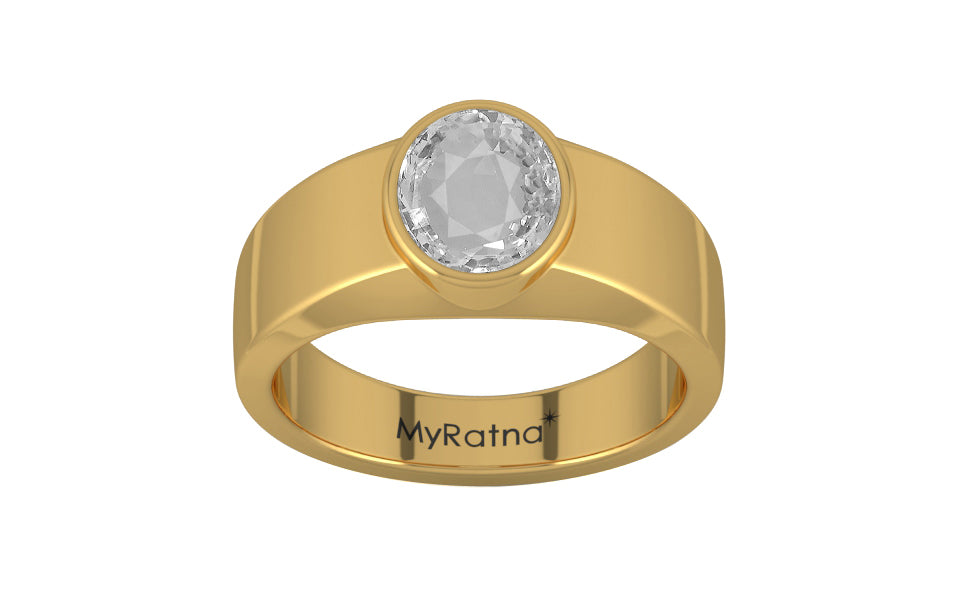 Gold Ceylon White Sapphire Ring Rare Quality (R10)