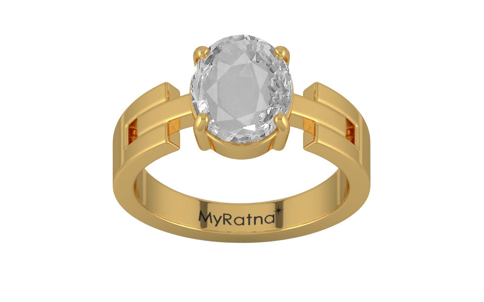 Gold Ceylon White Sapphire Ring Rare Quality (R8)