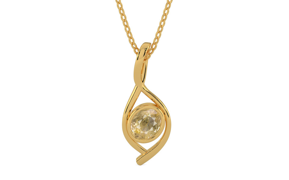 Gold Ceylon Yellow Sapphire Pendant Fine Quality (P1)