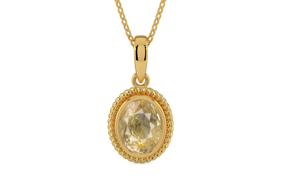 Gold Ceylon Yellow Sapphire Pendant Fine Quality (P7)