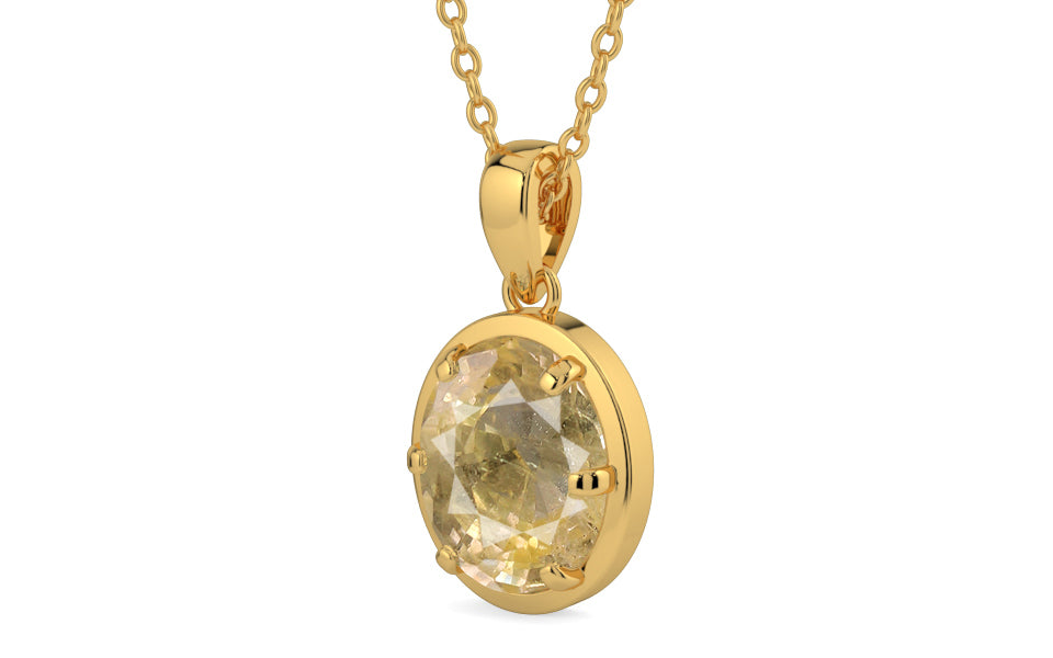 Gold Ceylon Yellow Sapphire Pendant Fine Quality (P8)