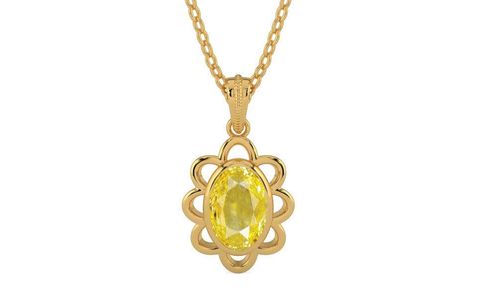 Gold Ceylon Yellow Sapphire Pendant Limited Quality (P3)