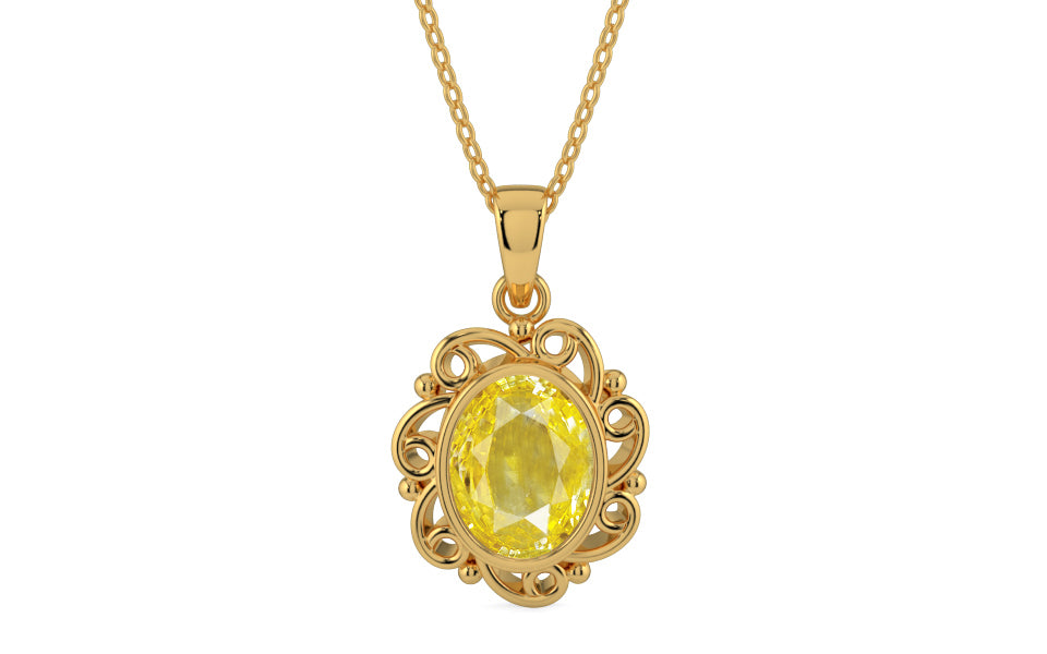 Gold Ceylon Yellow Sapphire Pendant Limited Quality (P5)