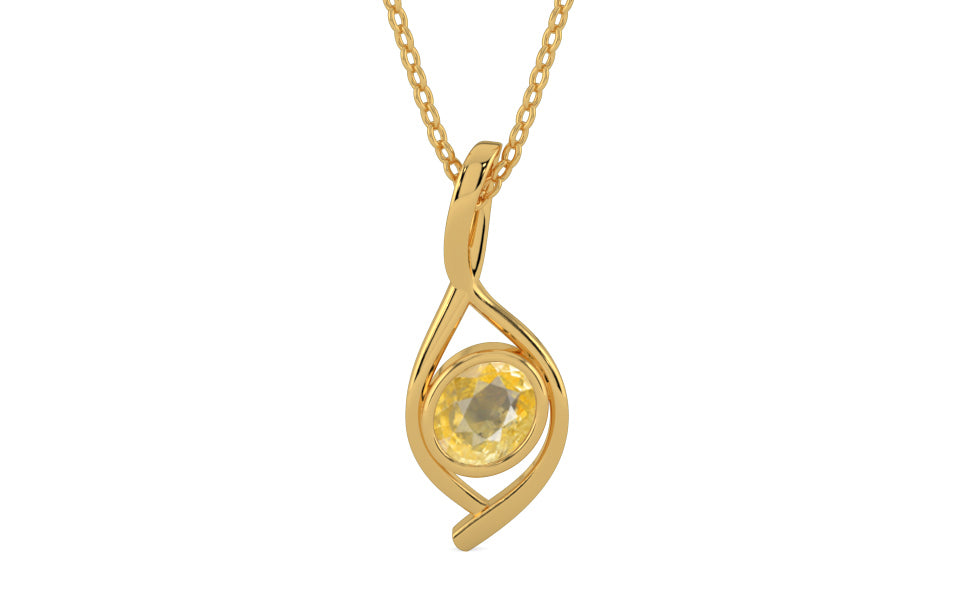 Gold Ceylon Yellow Sapphire Pendant Prime Prime Quality (P1)