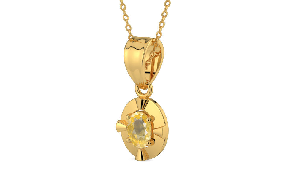 Gold Ceylon Yellow Sapphire Pendant Prime Quality (P11)