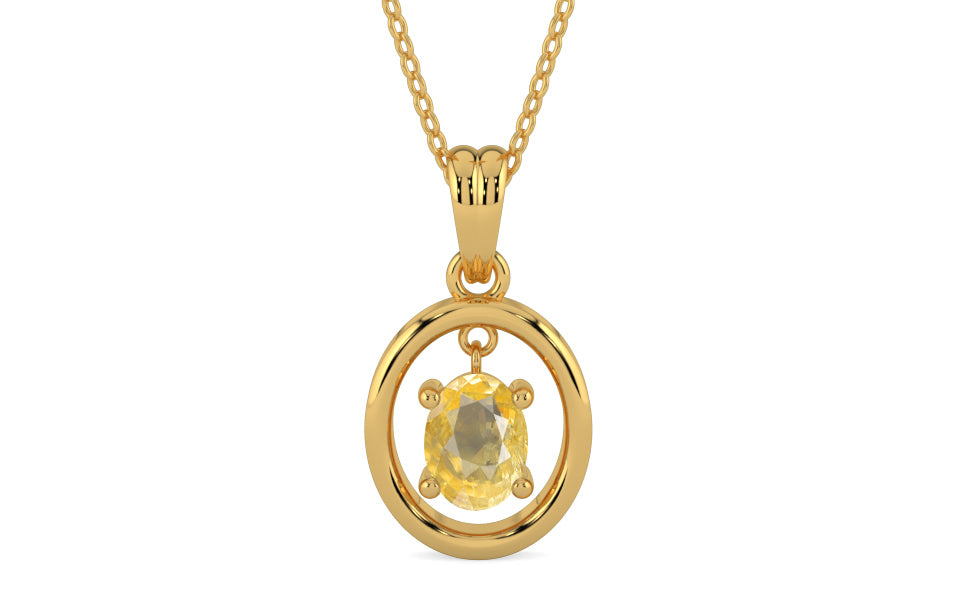 Gold Ceylon Yellow Sapphire Pendant Prime Quality (P2)
