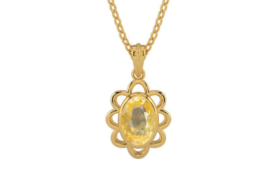 Gold Ceylon Yellow Sapphire Pendant Prime Quality (P3)