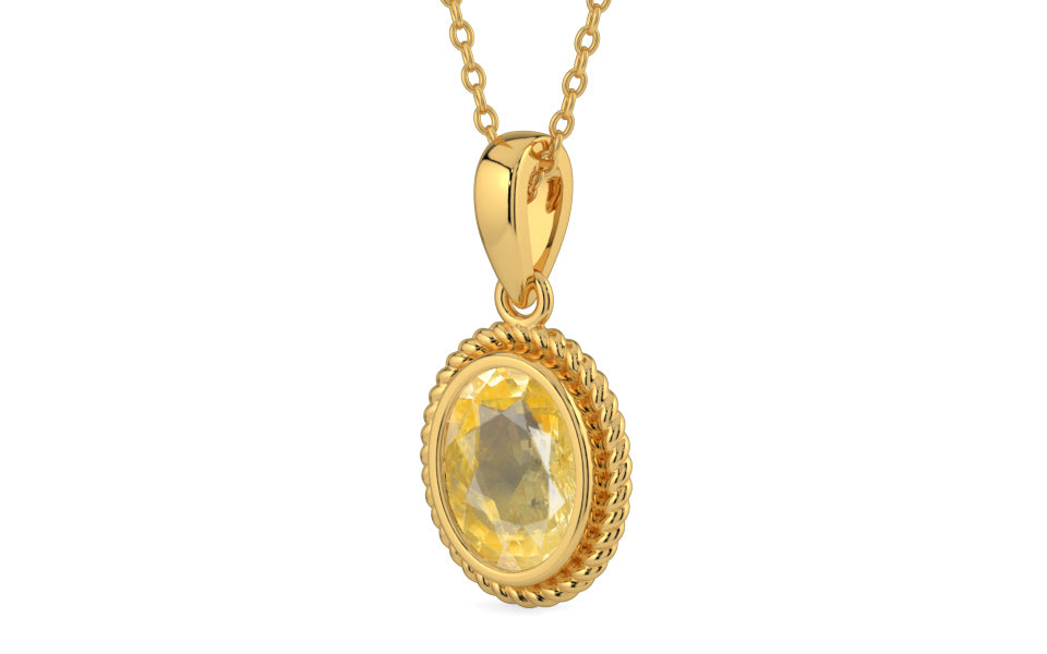 Gold Ceylon Yellow Sapphire Pendant Prime Quality (P7)