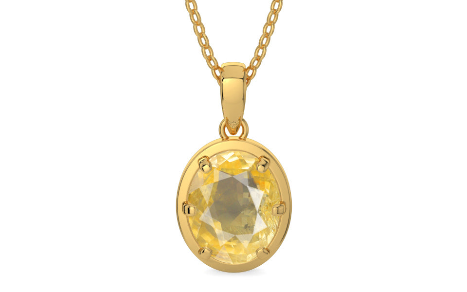 Gold Ceylon Yellow Sapphire Pendant Prime Quality (P8)