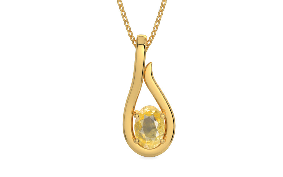 Gold Ceylon Yellow Sapphire Pendant Prime Quality (P9)