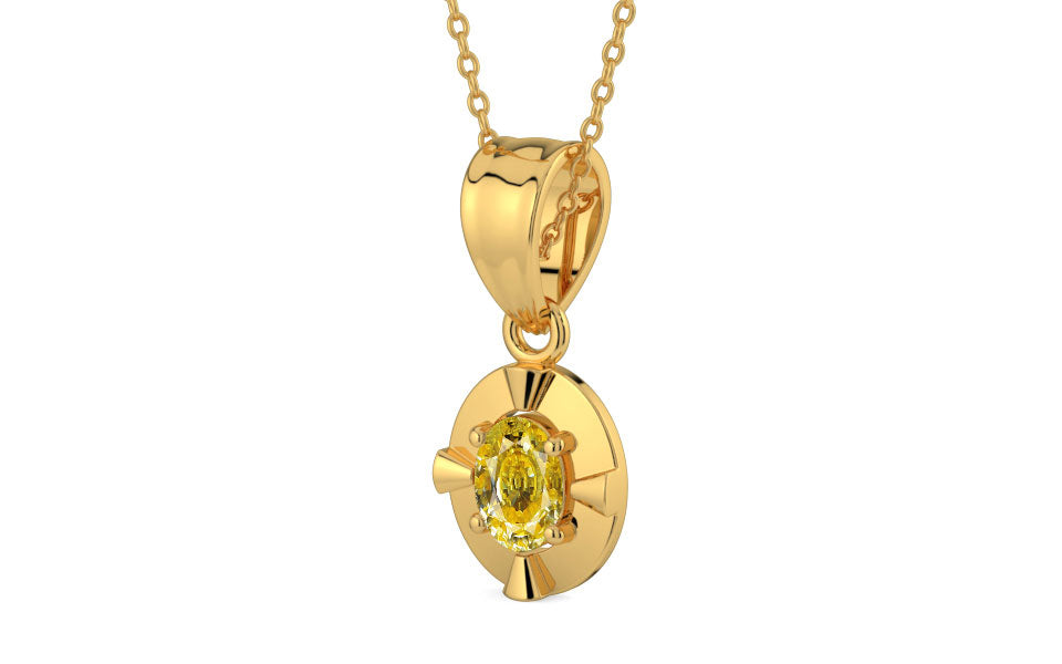 Gold Ceylon Yellow Sapphire Pendant Rare Quality (P11)
