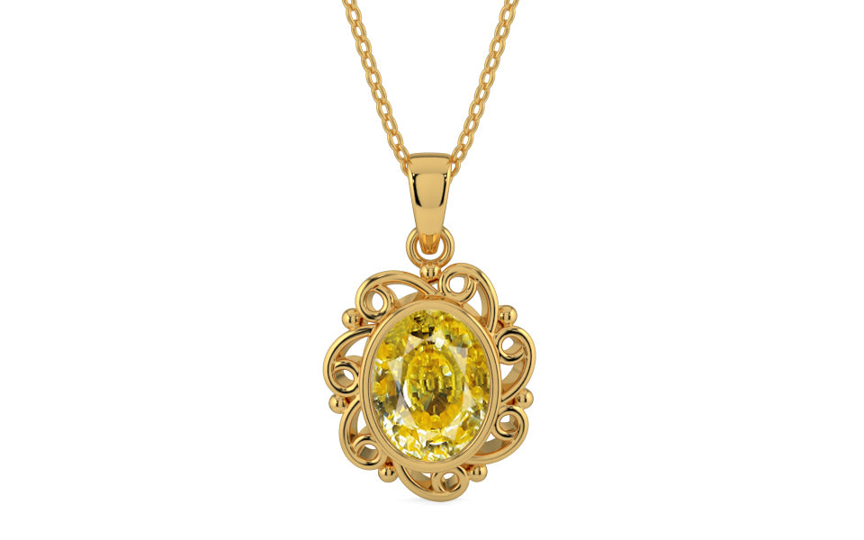 Gold Ceylon Yellow Sapphire Pendant Rare Quality (P5)