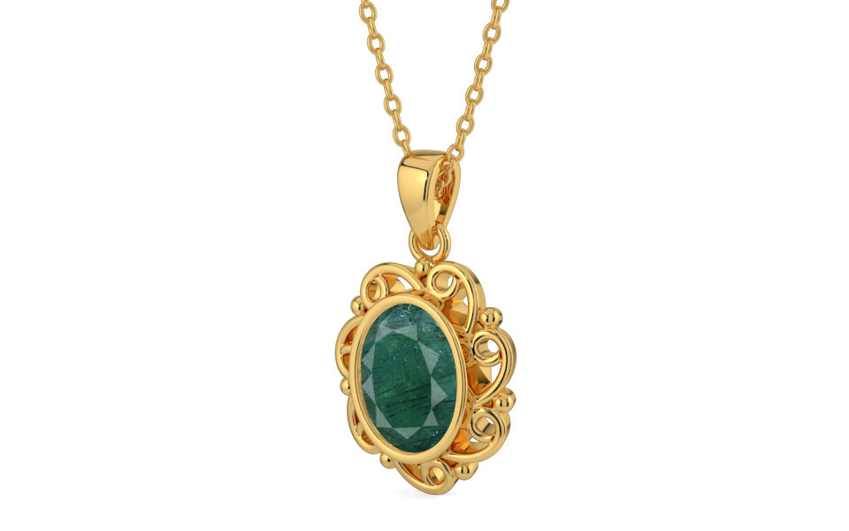 Gold Emerald Pendant Prime Quality (P5)