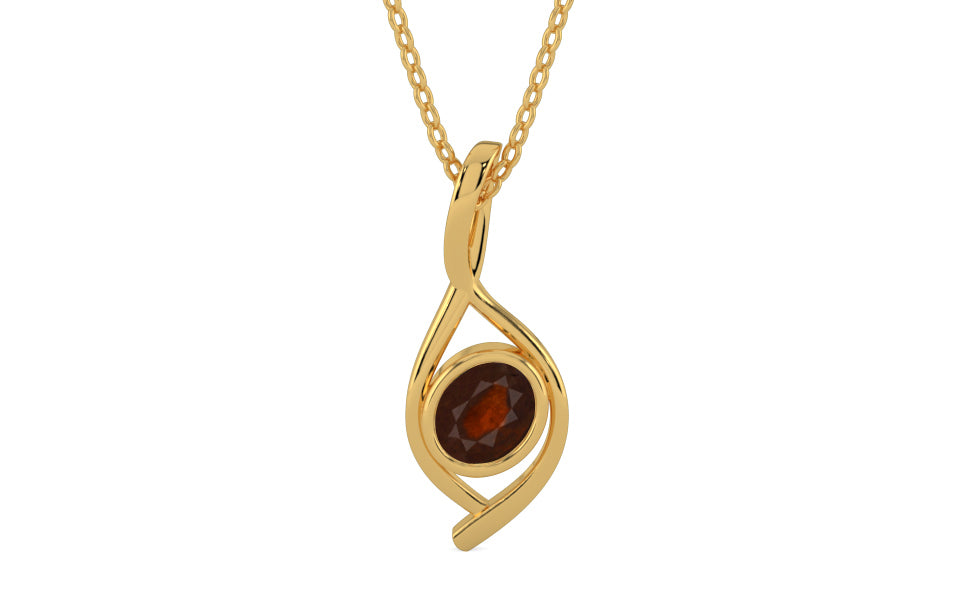 Gold Hessonite Garnet Pendant Fine Quality (P1)