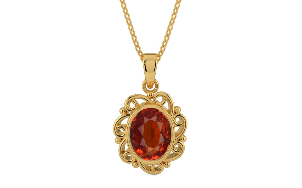 Gold Hessonite Garnet Pendant Limited Quality (P5)