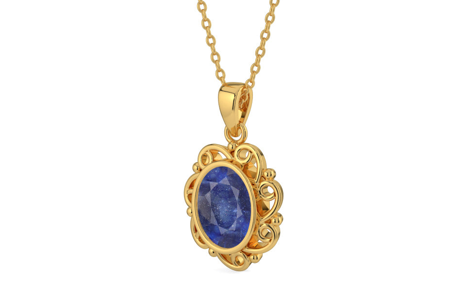 Gold Thailand Blue Sapphire Pendant Fine Quality (P5)