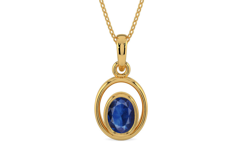 Gold Thailand Blue Sapphire Pendant Limited Quality (P12)