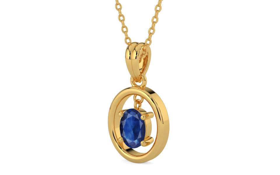 Gold Thailand Blue Sapphire Pendant Limited Quality (P2)