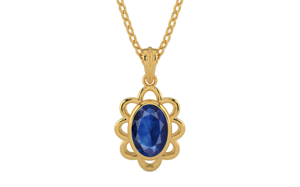 Gold Thailand Blue Sapphire Pendant Limited Quality (P3)