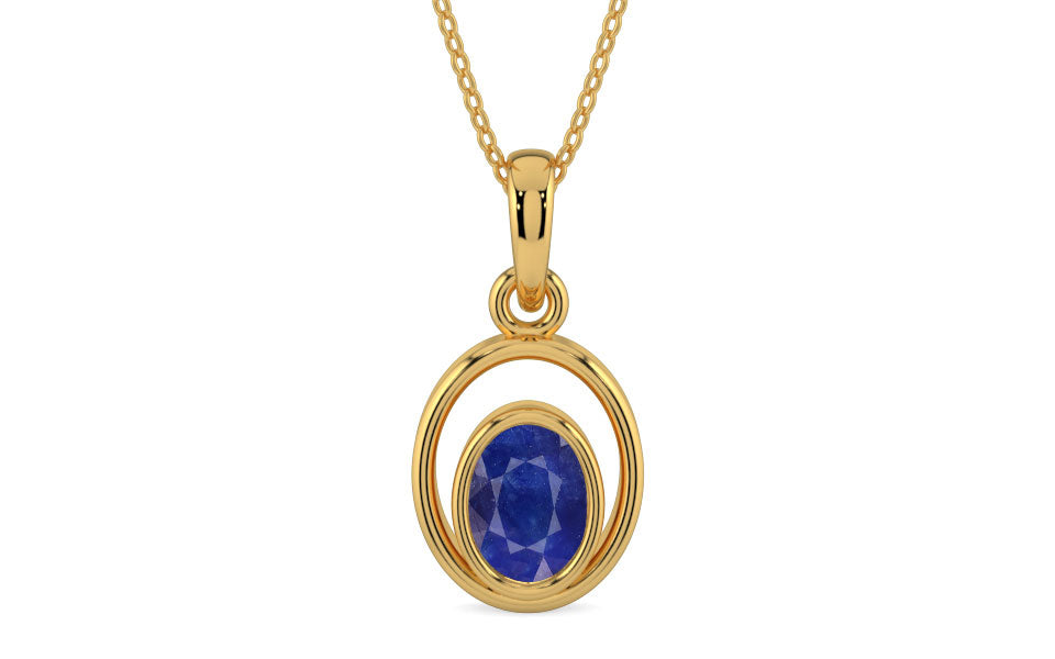 Gold Thailand Blue Sapphire Pendant Prime Quality (P12)