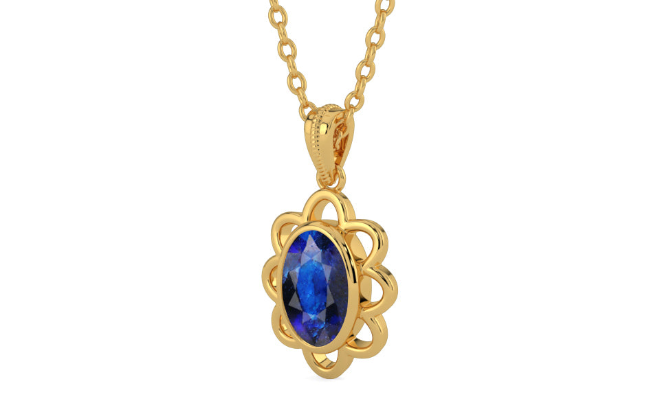 Gold Thailand Blue Sapphire Pendant Rare Quality (P3)