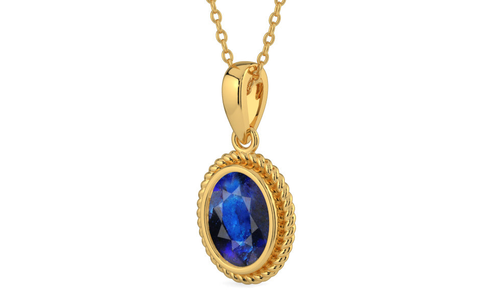 Gold Thailand Blue Sapphire Pendant Rare Quality (P7)