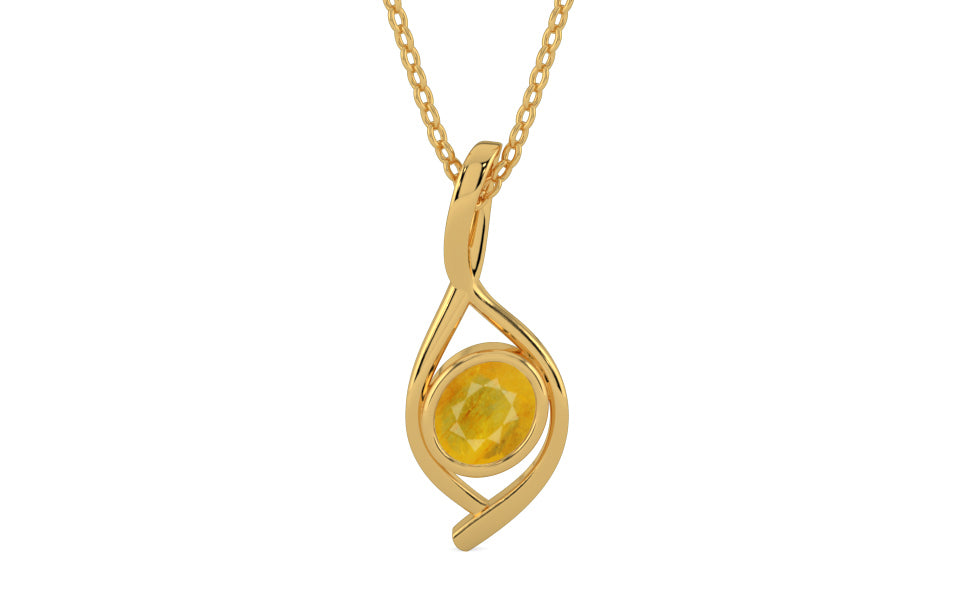 Gold Thailand Yellow Sapphire Pendant Fine Quality (P1)