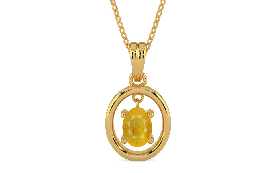 Gold Thailand Yellow Sapphire Pendant Fine Quality (P2)
