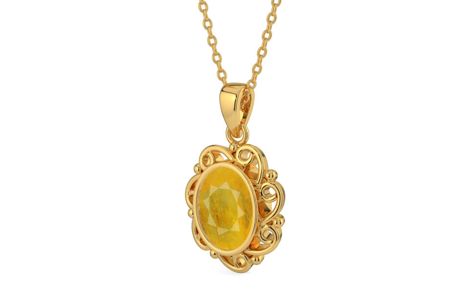 Gold Thailand Yellow Sapphire Pendant Fine Quality (P5)