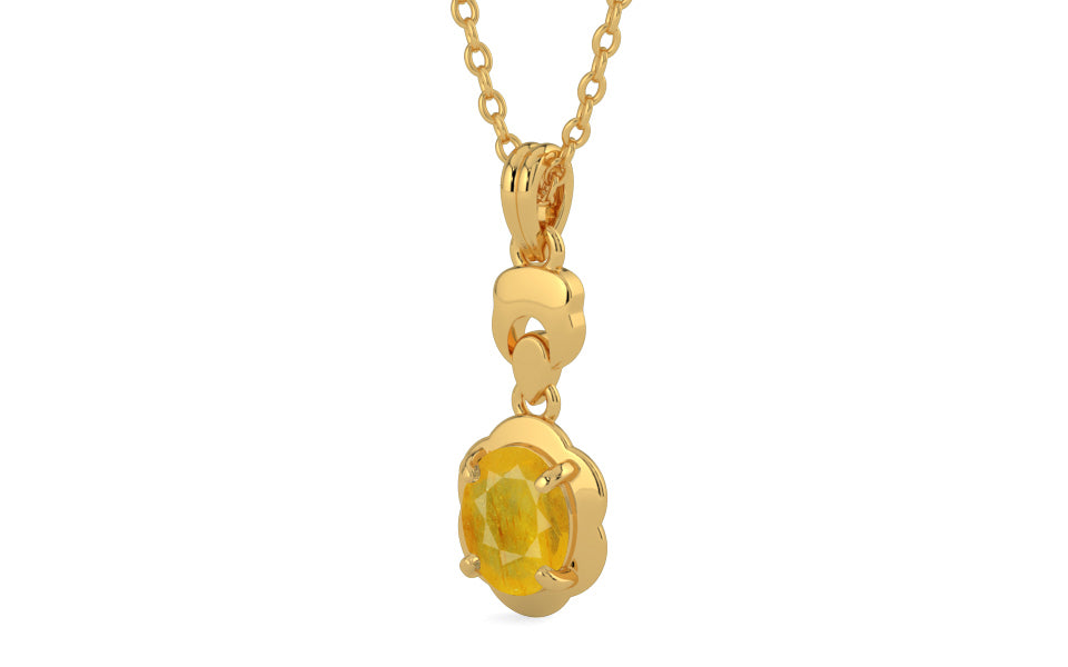 Gold Thailand Yellow Sapphire Pendant Fine Quality (P6)
