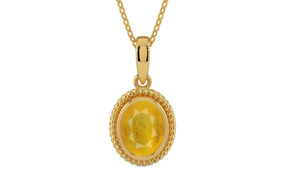 Gold Thailand Yellow Sapphire Pendant Fine Quality (P7)