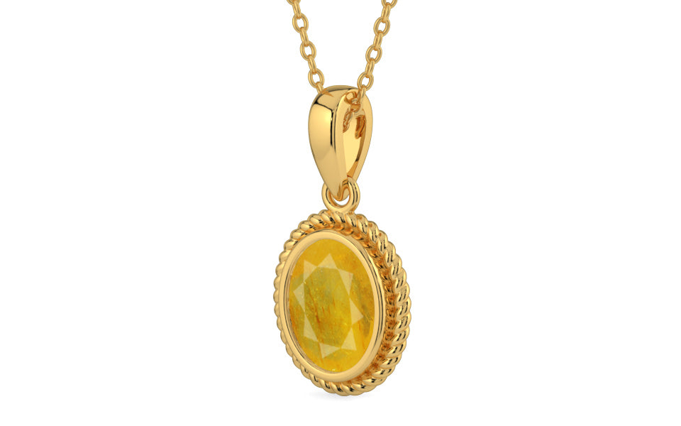 Gold Thailand Yellow Sapphire Pendant Fine Quality (P7)