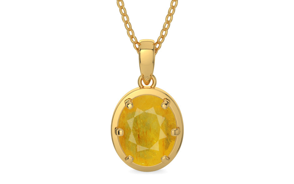 Gold Thailand Yellow Sapphire Pendant Fine Quality (P8)