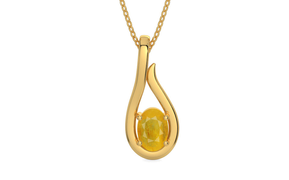 Gold Thailand Yellow Sapphire Pendant Fine Quality (P9)