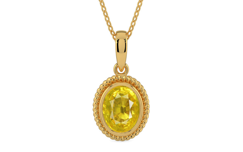 Gold Thailand Yellow Sapphire Pendant Limited Quality (P7)