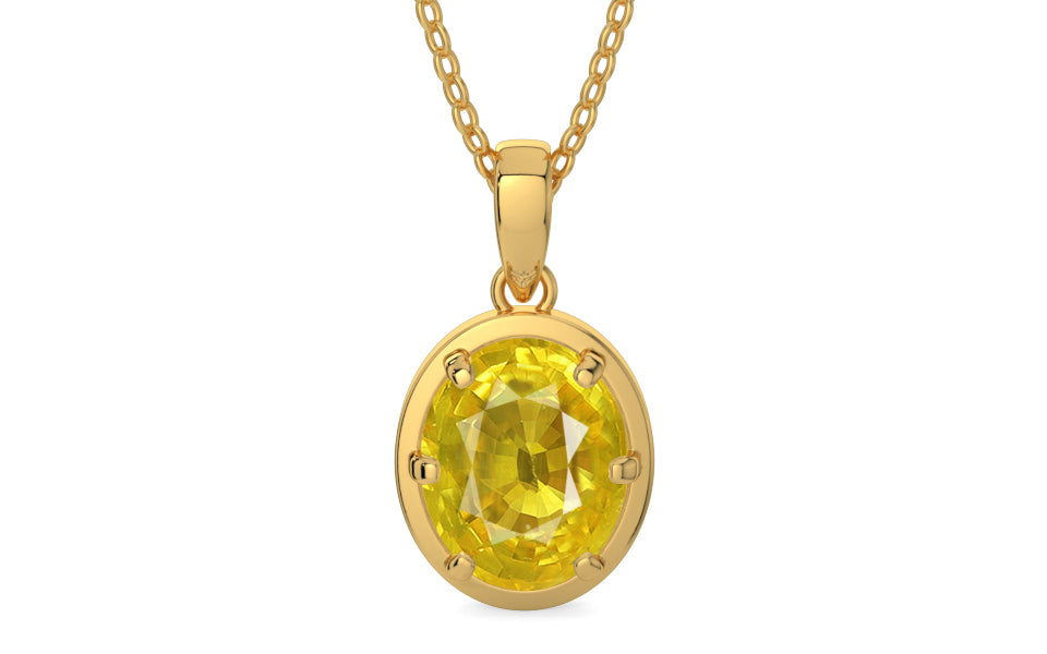 Gold Thailand Yellow Sapphire Pendant Limited Quality (P8)