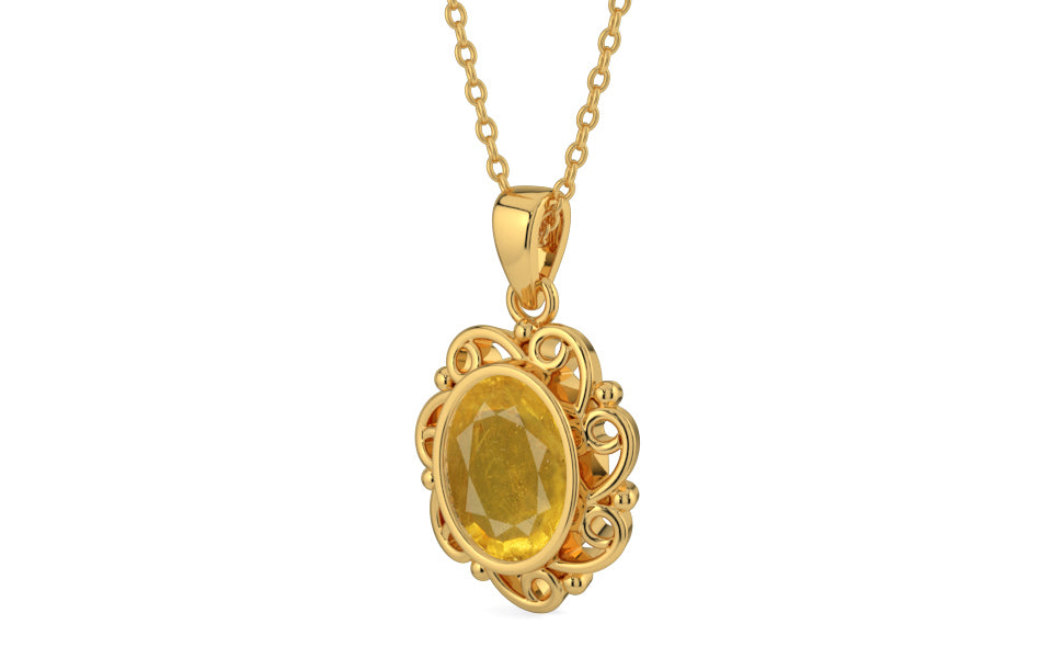 Gold Thailand Yellow Sapphire Pendant Prime Quality (P5)