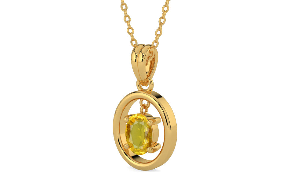 Gold Thailand Yellow Sapphire Pendant Rare Quality (P2)
