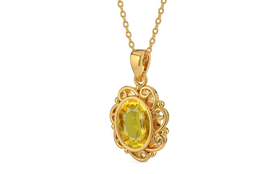 Gold Thailand Yellow Sapphire Pendant Rare Quality (P5)