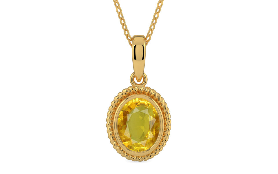 Gold Thailand Yellow Sapphire Pendant Rare Quality (P7)