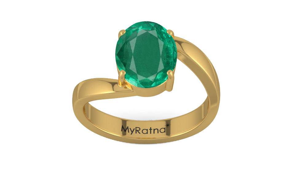 Gold Zambian Emerald Ring Rare Quality (R2)