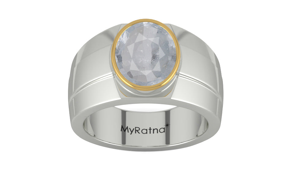 Goldcap Ceylon White Sapphire Ring Fine Quality (R1)