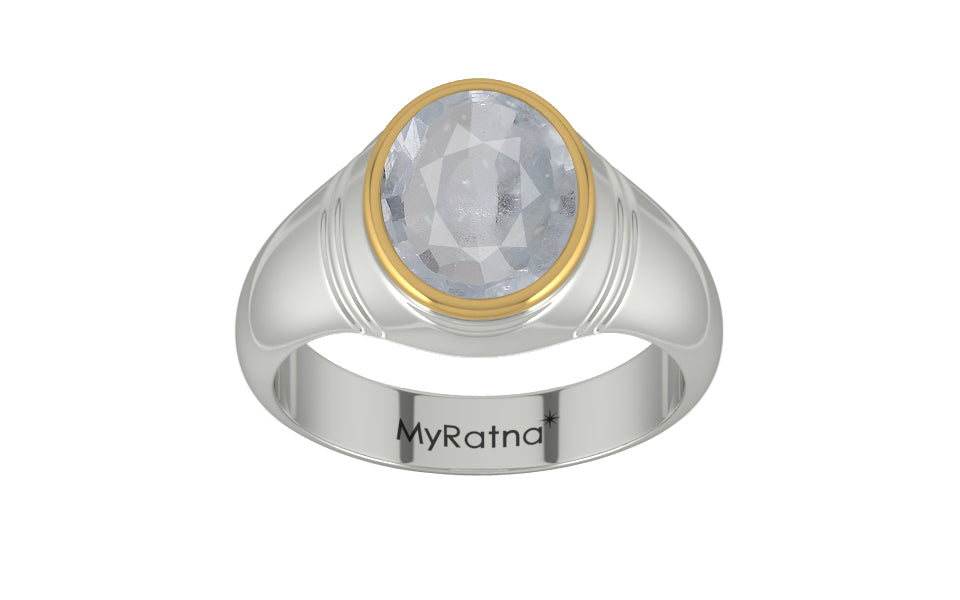 GoldCap Ceylon White Sapphire Ring Fine Quality (R7)