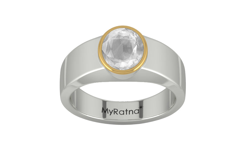GoldCap Ceylon White Sapphire Ring Limited Quality (R10)