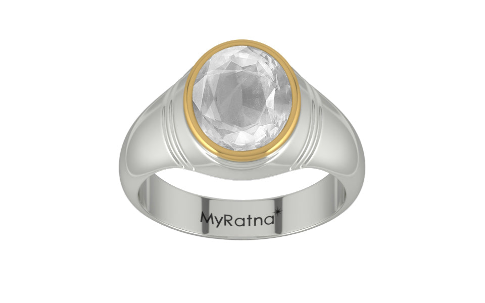 GoldCap Ceylon White Sapphire Ring Limited Quality (R7)