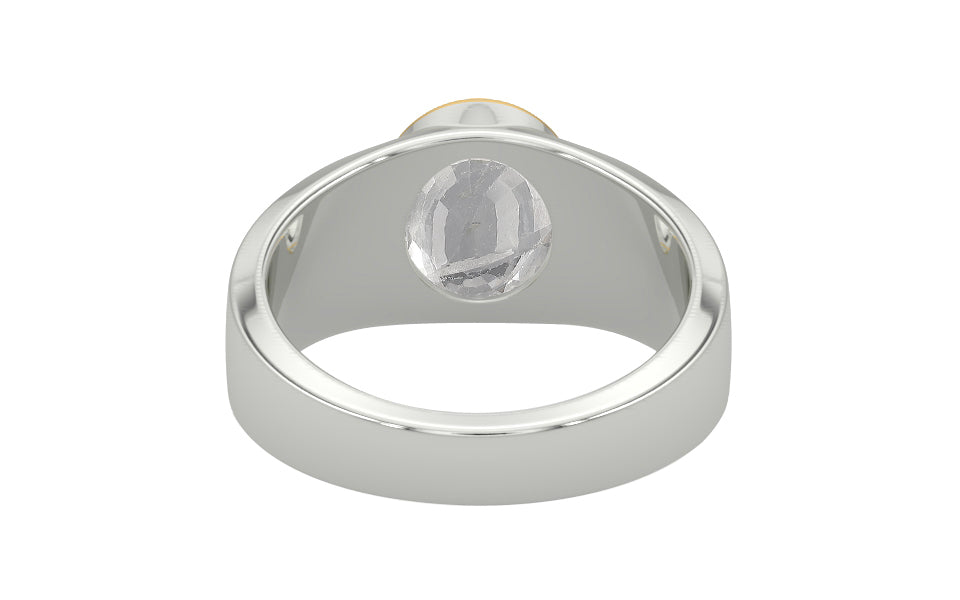 GoldCap Ceylon White Sapphire Ring Rare Quality (R10)