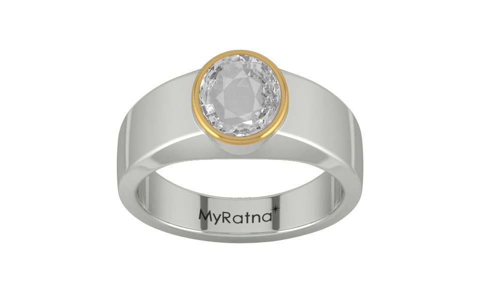 GoldCap Ceylon White Sapphire Ring Rare Quality (R10)